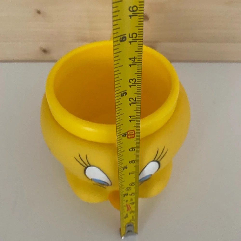 1992 Tweety Bird Looney Tunes Mug Hard Plastic Yellow Coffee Mug Vintage